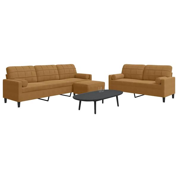 vidaXL Ensemble de canapés 3 pcs avec coussins et traversins velours
