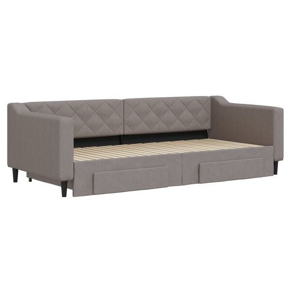 vidaXL Lit de jour avec gigogne et tiroirs sans matelas taupe 90x200cm
