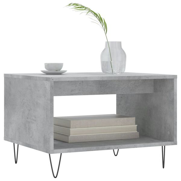 vidaXL Table basse gris b&eacute;ton 60x50x40 cm bois d'ing&eacute;nierie