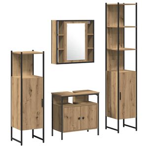 vidaXL Ensemble de mobilier de salle de bain 4 pcs Ch&ecirc;ne artisanal