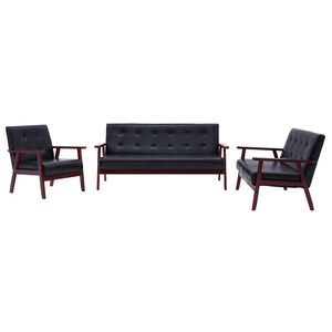 vidaXL Ensemble de canap&eacute;s 3 pcs noir similicuir
