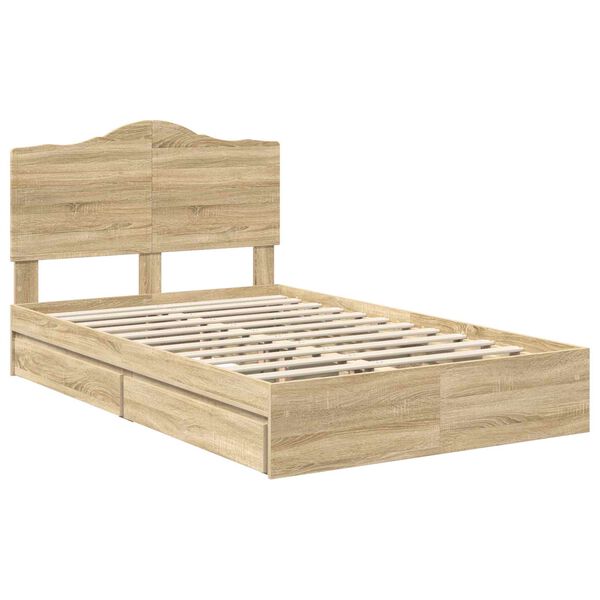 vidaXL Lit de Rangement Ch&ecirc;ne Sonoma 120 x 190 cm Bois d'ing&eacute;nierie