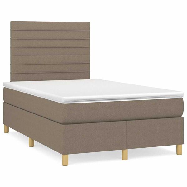vidaXL Sommier &agrave; lattes de lit matelas et LED taupe 120x190 cm tissu