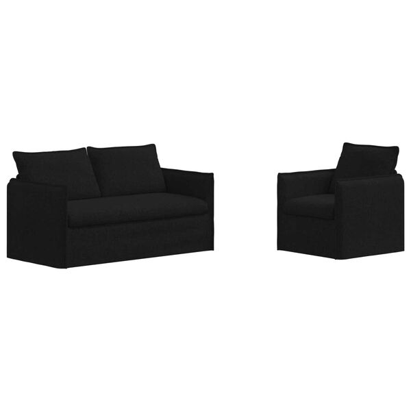 vidaXL Canap&eacute; 2 pcs Noir 196 x 82 x 85 cm tissu