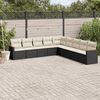 vidaXL Salon de jardin 9 pcs avec coussins noir r&eacute;sine tress&eacute;e