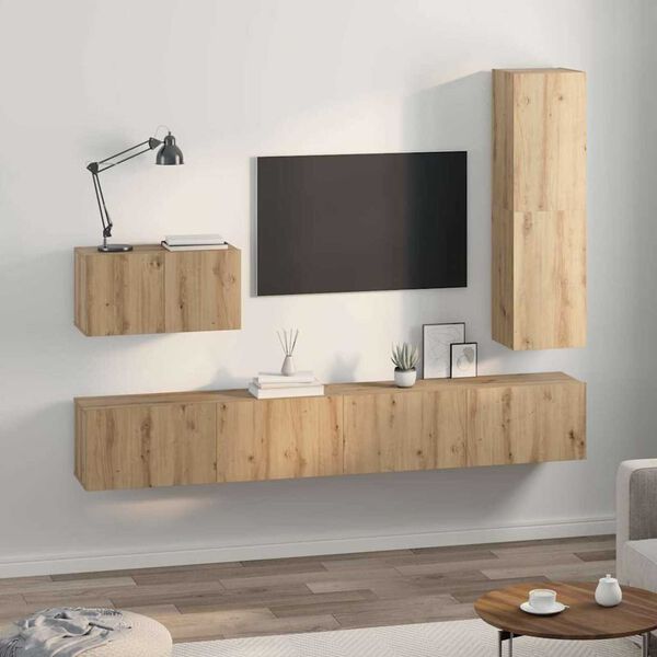 vidaXL Ensemble meuble TV 4 pcs Ch&ecirc;ne artisanal Bois d'ing&eacute;nierie