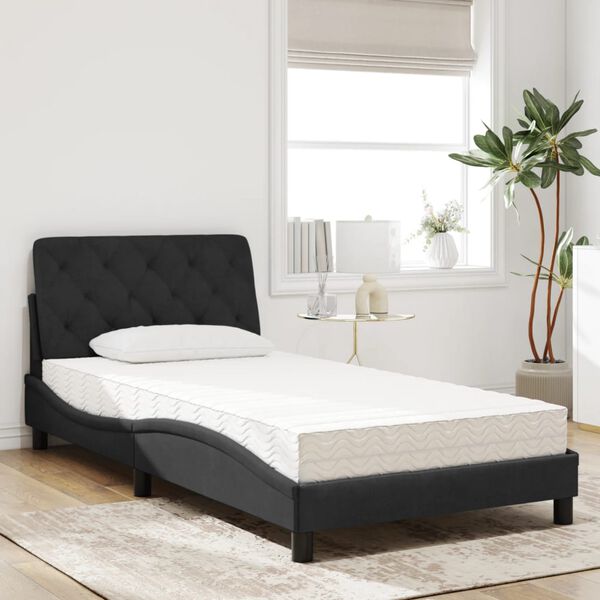 vidaXL Lit avec matelas noir 100x200 cm velours