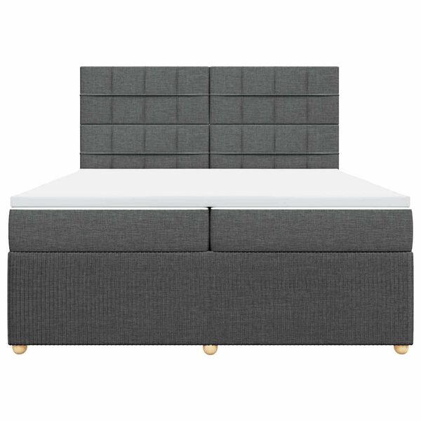 vidaXL Sommier &agrave; lattes de lit avec matelas Gris fonc&eacute; 200x200cm Tissu