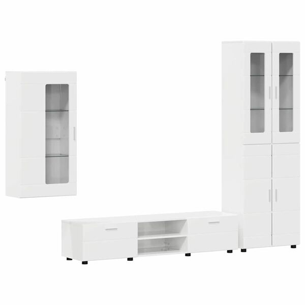 vidaXL Ensemble meuble TV FLORIN Blanc brillant Bois d'ing&eacute;nierie