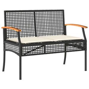 vidaXL Banc de jardin avec coussin noir r&eacute;sine tress&eacute;e et acacia