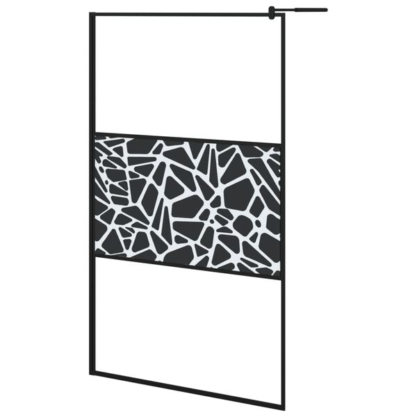 vidaXL Paroi de douche 115x195 cm Verre ESG avec design de pierre Noir