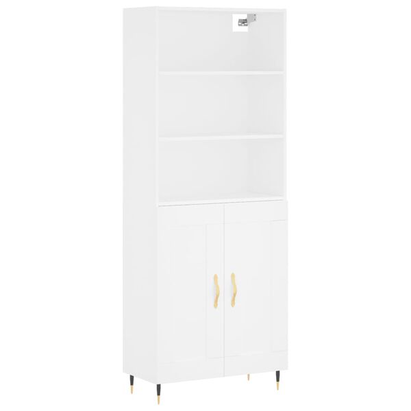 vidaXL Buffet haut Blanc 69,5x34x180 cm Bois d'ing&eacute;nierie