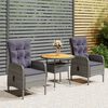 vidaXL Ensemble de bistro de jardin 3 pcs Résine tressée Gris
