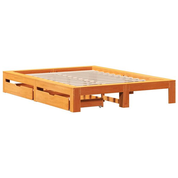 vidaXL Cadre de lit sans matelas cire marron 140x190cm bois pin massif