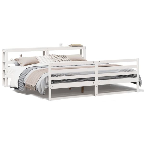 vidaXL Cadre de lit sans matelas blanc 200x200 cm bois massif de pin