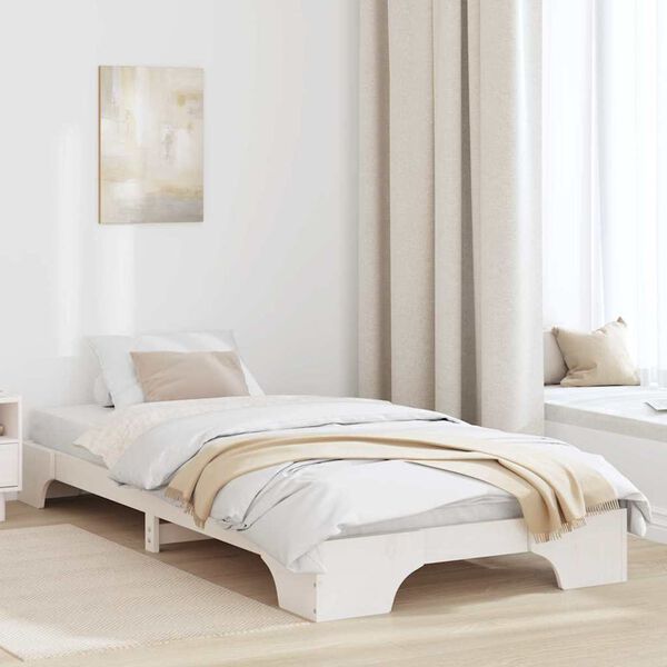vidaXL Cadre de lit Blanc 100 x 200 cm Pin massif
