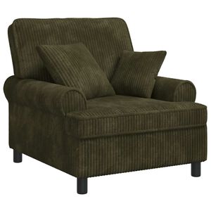 vidaXL Fauteuil XL avec coussins Vert Tissu &agrave; 1,5 lignes