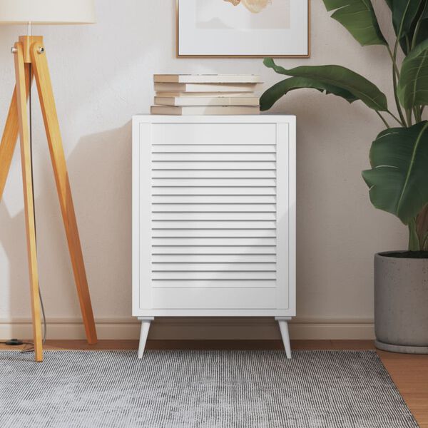 vidaXL Porte &agrave; persiennes Bois de pin massif Blanc 61,5x49,4 cm