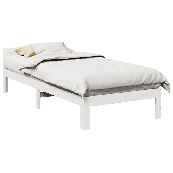 vidaXL Cadre de lit sans matelas blanc 90x200 cm bois de pin massif