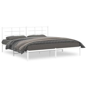 vidaXL Cadre de lit m&eacute;tal sans matelas et t&ecirc;te de lit blanc 193x203 cm
