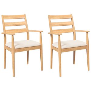 vidaXL Chaises de salle &agrave; manger avec coussins (2 pcs) bois massif caoutchouc