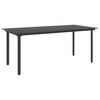 vidaXL Table &agrave; d&icirc;ner de jardin Noir 190x90x74 cm Acier et verre