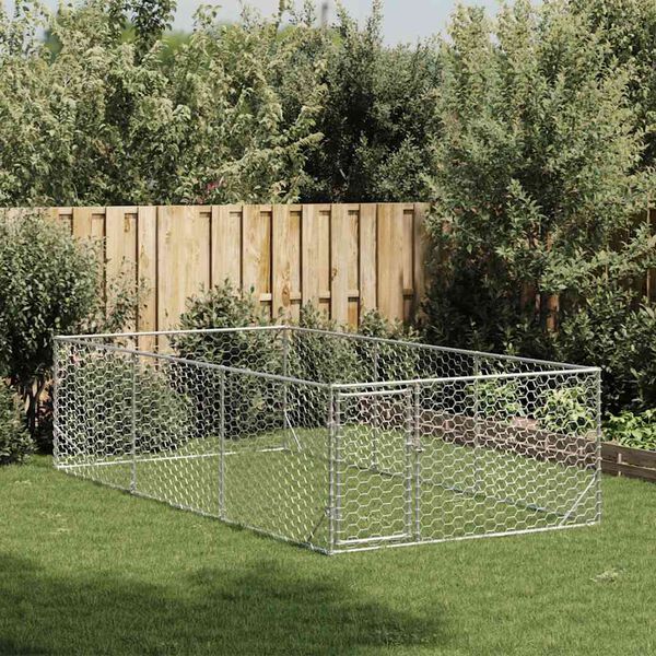 vidaXL Niche d'extérieur pour chien avec porte, 2 x 4 x 1 m, acier galvanisé