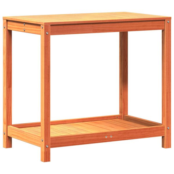 vidaXL Table de rempotage avec &eacute;tag&egrave;re cire marron bois massif de pin