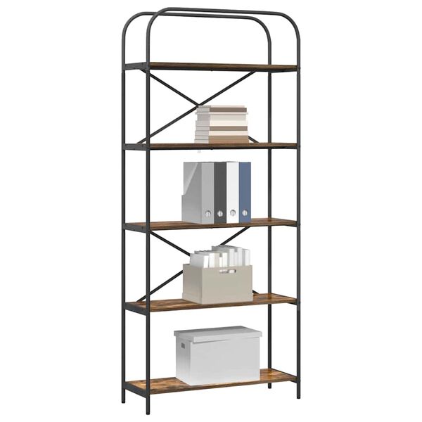 vidaXL &Eacute;tag&egrave;re Ch&ecirc;ne fum&eacute; 80 x 30 x 183 cm Bois d'ing&eacute;nierie