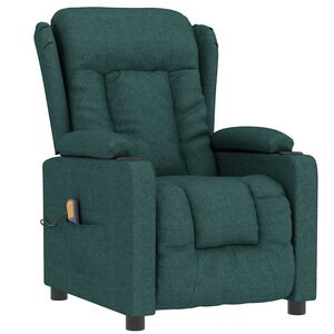 vidaXL Fauteuil de massage Vert fonc&eacute; Tissu