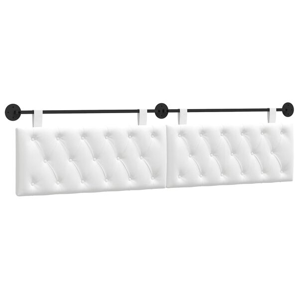 vidaXL T&ecirc;te de lit suspendue Montage mural Blanc 210 x 55 x 7 cm tissu