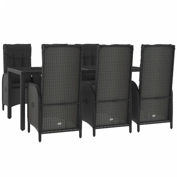 vidaXL Ensemble &agrave; manger jardin et coussins 7 pcs Noir et gris Rotin