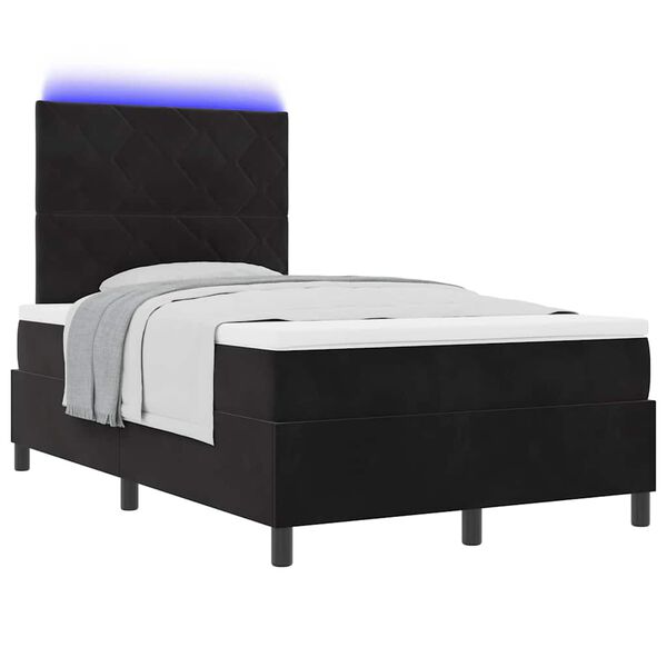 vidaXL Lit &agrave; ressort LED avec matelas Noir 120 x 190 cm tissu