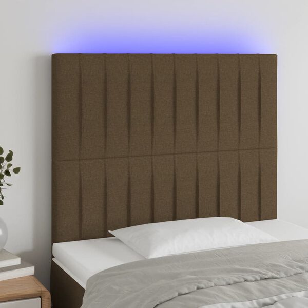 vidaXL T&ecirc;te de lit &agrave; LED Marron fonc&eacute; 100x5x118/128 cm Tissu