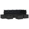 vidaXL Ensemble de canap&eacute; de jardin 7 pc Noir polyrotin