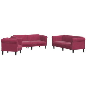 vidaXL Ensemble de canap&eacute;s 3 pcs rouge bordeaux velours