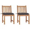 vidaXL Chaises de jardin lot de 2 avec coussins Bois de teck massif
