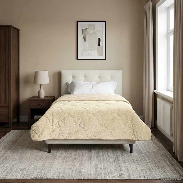 vidaXL Duvet d'&eacute;t&eacute; simple Matelass&eacute; Cr&egrave;me 135 x 200 cm