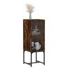 vidaXL Armoire lat&eacute;rale avec porte en verre ch&ecirc;ne fum&eacute; 35x37x100 cm