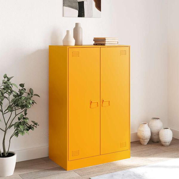 vidaXL Buffet jaune moutarde 67x39x107 cm acier