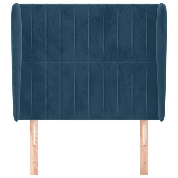 vidaXL T&ecirc;te de lit avec oreilles Bleu fonc&eacute; 83x23x118/128 cm Velours