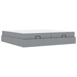 vidaXL Cadre de lit avec matelas avec matelas 2 pcs Gris clair tissu