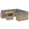 vidaXL Salon de jardin avec coussins 9 pcs beige r&eacute;sine tress&eacute;e