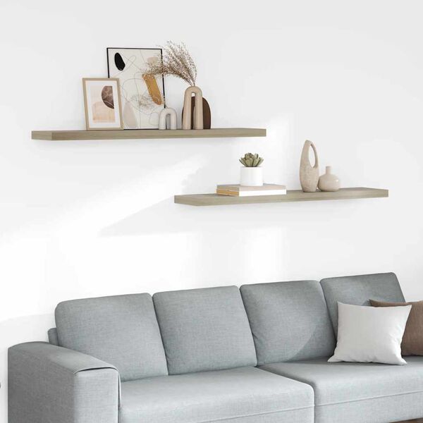 vidaXL &Eacute;tag&egrave;res murales flottantes 2 pcs Ch&ecirc;ne 120x23,5x3,8 cm MDF