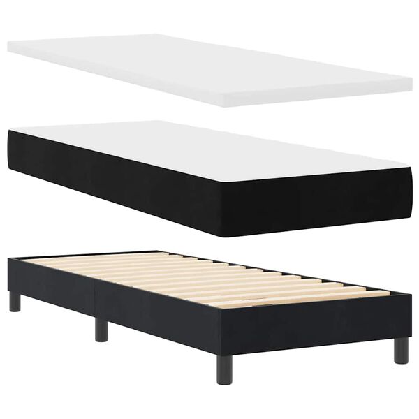vidaXL Lit &agrave; ressorts avec matelas Noir 200 x 80 cm Velours