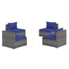 vidaXL Salon de jardin 4 pcs avec coussins r&eacute;sine tress&eacute;e gris