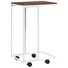 vidaXL Table d'appoint avec roues Blanc 40x30x63,5cm Bois d'ing&eacute;nierie