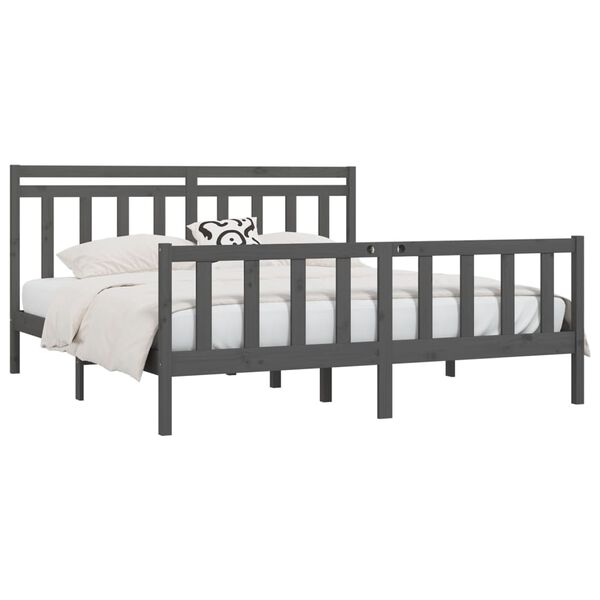vidaXL Cadre de lit sans matelas bois massif de pin gris 200x200 cm