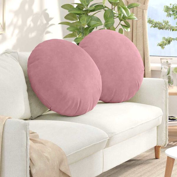 vidaXL Coussins de si&egrave;ge 2 pcs Rose &Oslash; 40 x 13 cm Velours