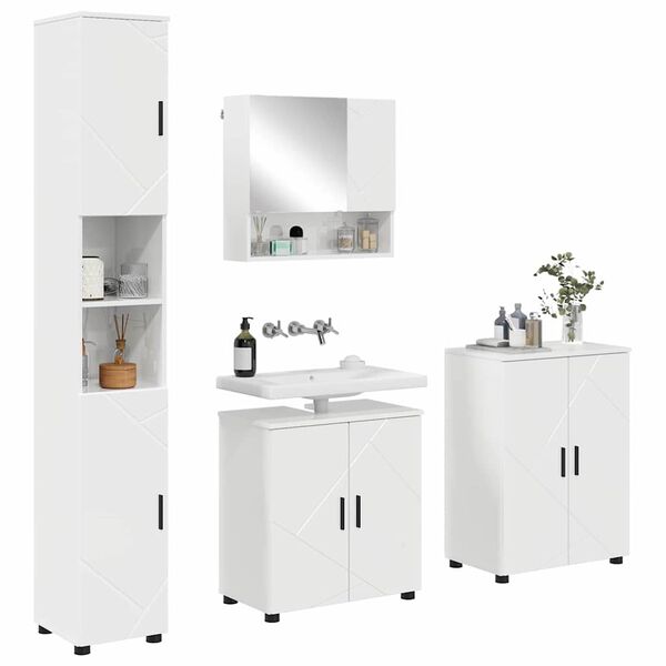 vidaXL Ensemble de mobilier de salle de bain 4 pcs Blanc brillant